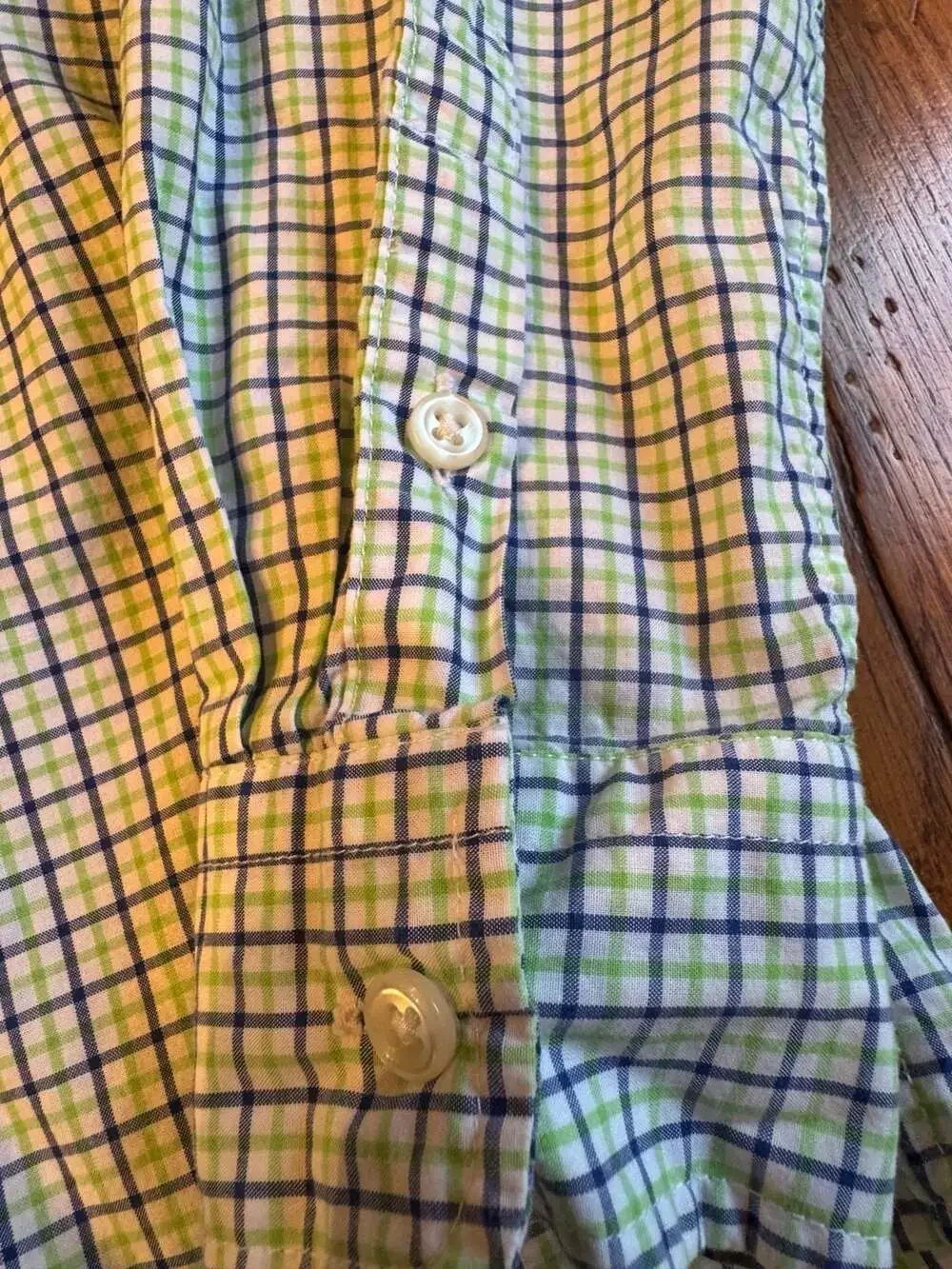Ralph Lauren Boys Long Sleeve Button Down Plaid Shirt Green Blue Check Size M 10